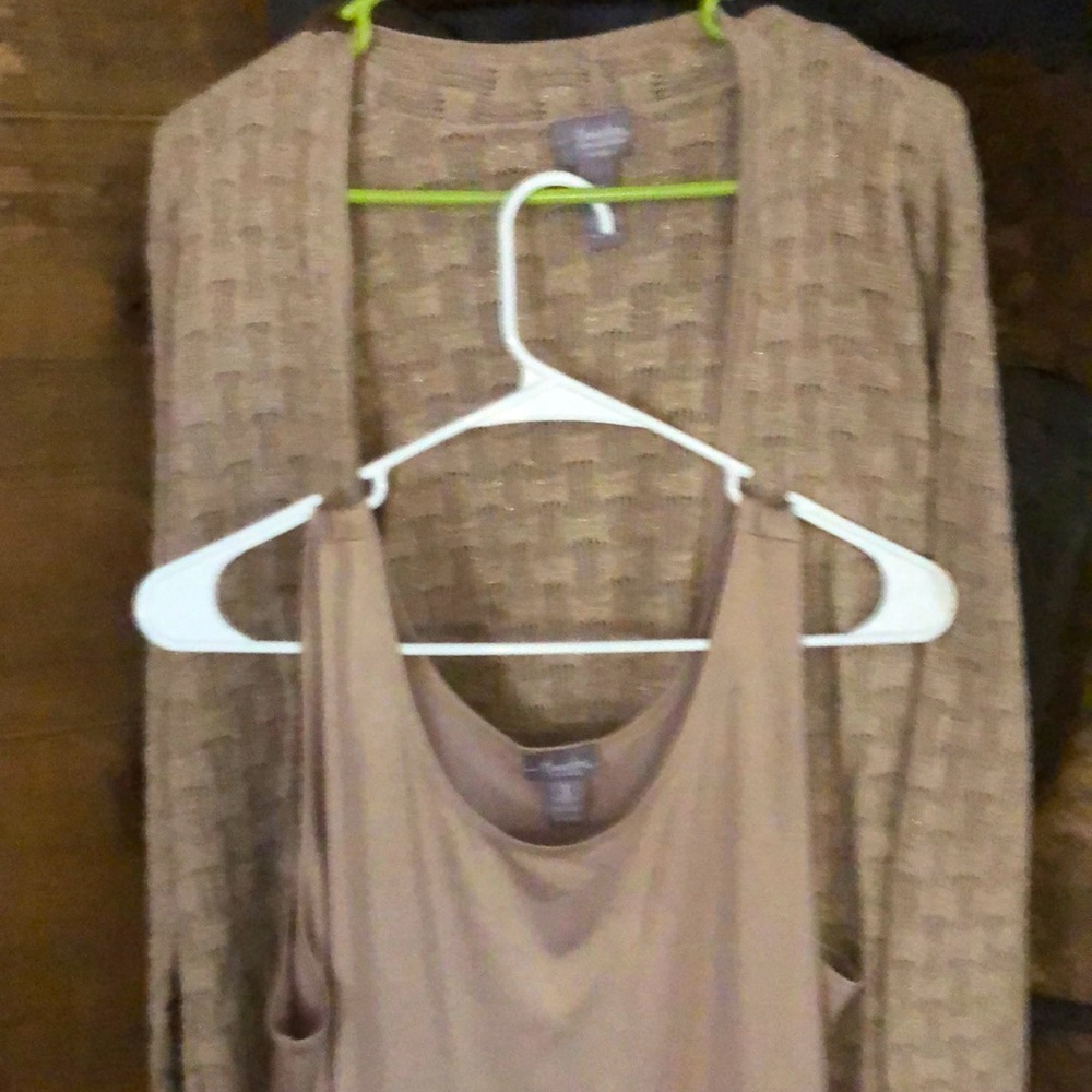 Shell and open sweater.